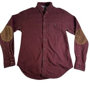 J. Crew Wool Button Down Mens Small Leather Elbow Patches Soft Fall Flannel